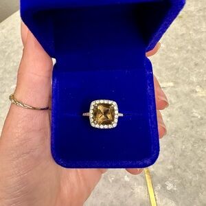 Solid white gold Smokey quartz cocktail ring